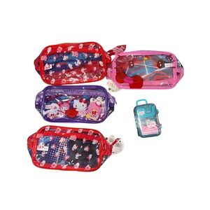 Sanrio Hello Kitty and Friends 5pc Set Clear Pouches and Tape Sticker Kit New